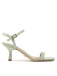 Guess Sandały Rimia FL6RMA PAF03 Zielony. Zielone sandały Guess, z aplikacjami, ze skóry, bez obcasa, na szpilce, bez zapięcia. Za 449.99 zł.