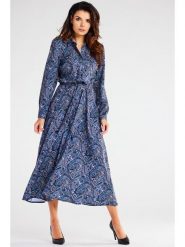 Awama Sukienka w kolorze granatowym rozmiar: L. Niebieskie sukienki Awama, l, bez wzorów, z tkaniny, bez kołnierzyka, bez ramiączek, maxi, rozkloszowane. Za 206.45 zł.