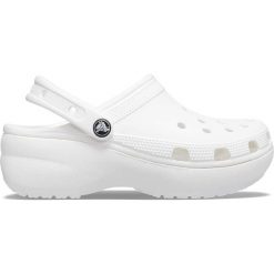 Klapki damskie Crocs CLASSIC PLATFORM CLOG. Białe klapki Crocs, bez wzorów, bez obcasa, bez zapięcia. Za 188.49 zł.