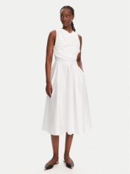 Elisabetta Franchi Sukienka koktajlowa ABT5252E2 100 Biały Regular Fit. Białe sukienki Elisabetta Franchi, bez wzorów, z bawełny, wizytowe, bez kołnierzyka, bez ramiączek. Za 1,899.00 zł.