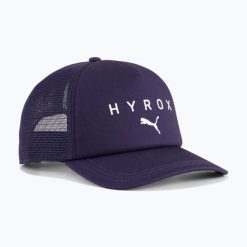 Czapka z daszkiem PUMA Hyrox Trucker. Fioletowe czapki z daszkiem Puma, bez wzorów, sportowe. Za 99.99 zł.