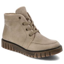 Beżowe Botki Rieker Ocieplane Obuwie Damskie. Brązowe botki Rieker, bez wzorów, ze skóry ekologicznej, eleganckie, bez obcasa, bez zapięcia. Za 289.00 zł.