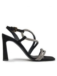 Pollini Sandały SA16039C1ITA0000 Czarny. Czarne sandały Pollini, bez wzorów, ze skóry, bez obcasa, na słupku, bez zapięcia. Za 2,599.00 zł.
