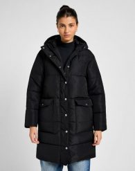 LEE DAMSKA KURTKA ZIMOWA LONG PUFFER JACKET UNIONALL BLACK 112355161. Czarne kurtki Lee, na zimę, s, bez wzorów, bez kaptura. Za 509.99 zł.