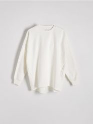 Bluza z kieszeniami - złamana biel. Bluzy Reserved, l, bez wzorów, z bawełny, bez kaptura. W wyprzedaży za 49.99 zł.