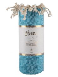 Ottoman Chusta hammam "Raute" w kolorze turkusowym - 170 x 80 cm rozmiar: onesize. Niebieskie chusty Ottoman, bez wzorów, z bawełny. Za 65.99 zł.