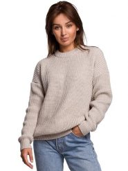 Be Wear Sweter w kolorze beżowym rozmiar: L/XL. Brązowe swetry Be Wear, l, bez wzorów, z wełny, bez ramiączek. Za 176.08 zł.