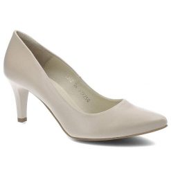 Beżowe Czółenka Clasicco Damskie Eleganckie Obuwie. Brązowe czółenka Clasicco, bez wzorów, ze skóry, biznesowe, bez obcasa, na obcasie, bez zapięcia. Za 314.99 zł.