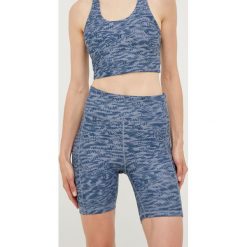 Only Play szorty treningowe damskie wzorzyste high waist. Niebieskie szorty sportowe Only Play, bez wzorów, z materiału, z podwyższonym stanem. W wyprzedaży za 69.99 zł.