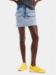 Desigual Spódnica jeansowa Rimini 24SWFD08 Niebieski Regular Fit. Niebieskie spódnice Desigual, m, bez wzorów, z bawełny, mini. Za 219.99 zł.