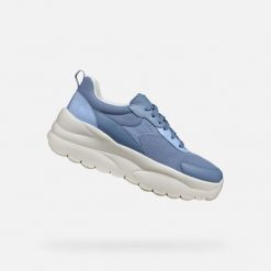 Buty GEOX D XTORS Niebieski. Niebieskie trekkingi Geox, bez wzorów, z syntetyku, bez zapięcia, trekkingowe. Za 338.99 zł.