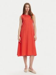 Selmark Sukienka letnia BL495 Koralowy Regular Fit. Pomarańczowe sukienki Selmark, m, bez wzorów, z bawełny, bez kołnierzyka, bez ramiączek. Za 159.99 zł.