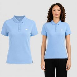 KOSZULKA DAMSKA POLO 4F BAWENIANA T-SHIRT Z KOŁNIERZYKIEM F0836. Niebieskie t-shirty sportowe 4f, uniwersalny, bez wzorów, z bawełny, bez ramiączek, na fitness i siłownię. Za 59.61 zł.