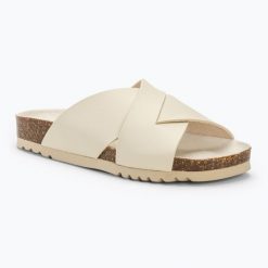 Klapki damskie Scholl Vivian Synleavb. Brązowe klapki Scholl, bez wzorów, bez obcasa, bez zapięcia. Za 159.99 zł.