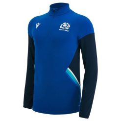 Wodoodporna kurtka 1/4 zip Écosse Travel 2022/23. Niebieskie kurtki przeciwdeszczowe Macron, xl, bez wzorów, z materiału, bez kaptura, na fitness i siłownię. Za 277.00 zł.