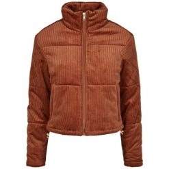 Kurtka damska Urban Classics corduroy puffer. Brązowe kurtki Urban Classics, bez wzorów, z puchu, bez kaptura. Za 296.30 zł.