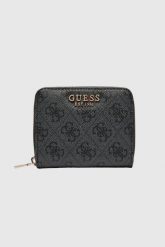 GUESS Czarny mały portfel damski Laurel. Czarne portfele Guess, z aplikacjami, z materiału. W wyprzedaży za 158.99 zł.