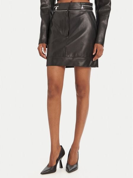 KARL LAGERFELD Spódnica z imitacji skóry A3W12014 Czarny Regular Fit. Czarne spódnice KARL LAGERFELD, bez wzorów, ze skóry. Za 679.99 zł.