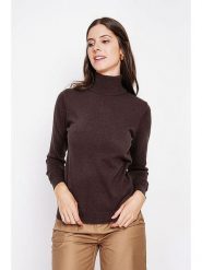 ASSUILI Golf w kolorze ciemnobrązowym rozmiar: 38. Brązowe swetry Assuili, bez wzorów, klasyczne, bez ramiączek. Za 166.88 zł.