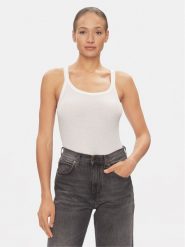 Tommy Hilfiger Top UW0UW05200 Biały Slim Fit. Białe topy Tommy Hilfiger, s, bez wzorów, z lyocellu, bez kołnierzyka, bez ramiączek. Za 109.99 zł.