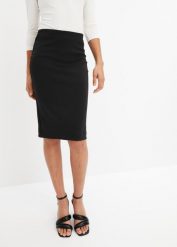 Spódnica ołówkowa. Czarne spódnice bonprix, bez wzorów, z elastanu, eleganckie, ołówkowe. Za 77.99 zł.