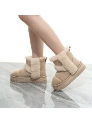 C'M Botki zimowe w kolorze beżowym rozmiar: 36. Brązowe botki C'M, bez wzorów, z materiału, bez obcasa, bez zapięcia. Za 143.45 zł.