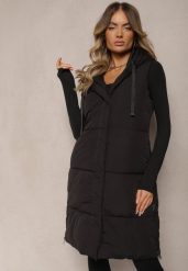 Czarna Kamizelka Pikowana Wykończona Kapturem i Sznurkami Quinaria. Czarne kamizelki Renee, l, bez wzorów, z jeansu, eleganckie, bez ramiączek. W wyprzedaży za 75.99 zł.