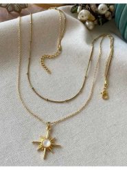 Luseera Pozłacany naszyjnik z zawieszką - dł. 55 cm rozmiar: onesize. Białe naszyjniki Luseera, z materiału, z perłą, pozłacane. Za 39.99 zł.