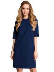 Stylove Sukienka w kolorze granatowym rozmiar: XL. Niebieskie sukienki Stylove, xl, bez wzorów, bez kołnierzyka, bez ramiączek, mini. Za 114.44 zł.