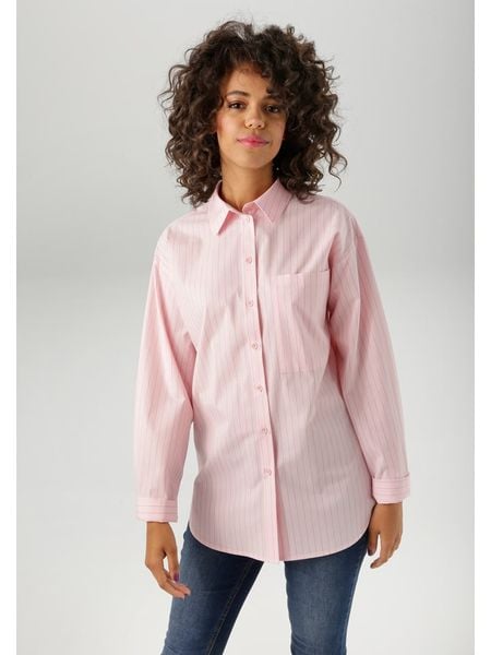 Aniston Koszula w kolorze jasnoróżowym rozmiar: 40. Różowe koszule Aniston, bez wzorów, z bawełny, bez kołnierzyka, bez ramiączek. Za 52.42 zł.