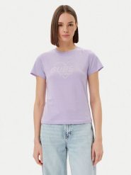 Guess T-Shirt V5GI10 K9RM1 Fioletowy Regular Fit. Fioletowe t-shirty Guess, xxs, z aplikacjami, z bawełny, bez kołnierzyka, bez ramiączek. Za 179.99 zł.