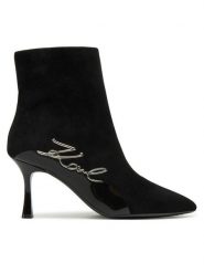 KARL LAGERFELD Botki KL32744 Czarny. Czarne botki KARL LAGERFELD, bez wzorów, ze skóry, bez obcasa, na szpilce, bez zapięcia. Za 449.99 zł.