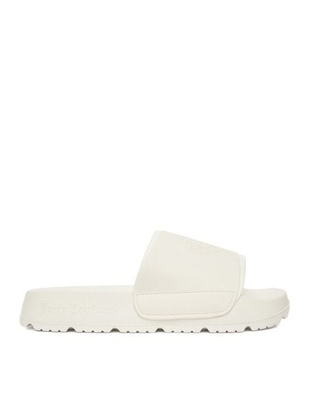 Juicy Couture Klapki PJC3 Écru. Białe klapki Juicy Couture, bez wzorów, z syntetyku, bez obcasa, bez zapięcia. Za 99.99 zł.