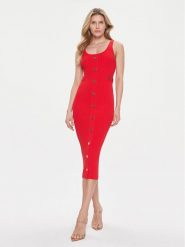 MICHAEL Michael Kors Sukienka dzianinowa MR4822C33D Czerwony Slim Fit. Czerwone sukienki MICHAEL Michael Kors, l, bez wzorów, z dzianiny, bez kołnierzyka, bez ramiączek. Za 2,709.00 zł.
