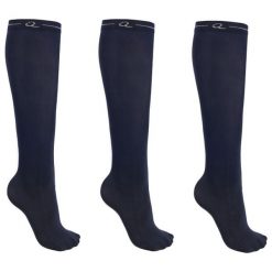Skarpetki jeździeckie QHP (x3). Niebieskie skarpetki QHP, bez wzorów, z bawełny. Za 136.50 zł.