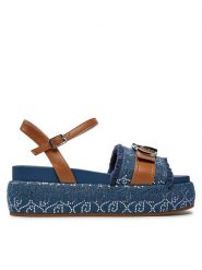 Liu Jo Sandały Sommer 04 SA4155 TX414 Granatowy. Niebieskie sandały Liu Jo, bez wzorów, z materiału, bez obcasa, na koturnie, bez zapięcia. Za 969.99 zł.