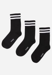 Czarne 3-pack Skarpety Długie z Paseczkami i Bawełną Simala. Czarne skarpetki Born2be, bez wzorów, z bawełny. Za 29.99 zł.