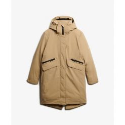 Parka dla kobiet Superdry City Fishtail. Brązowe płaszcze Superdry, na zimę, bez wzorów, eleganckie, bez kaptura. Za 767.55 zł.