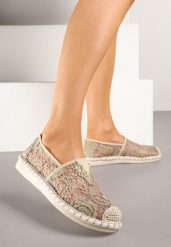 Ciemnobeżowe Espadryle Ozdobione Koronką i Plecionką Odimara. Brązowe espadryle Born2be, bez wzorów, z jeansu, eleganckie, bez obcasa. W wyprzedaży za 80.74 zł.
