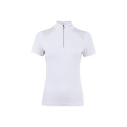 Damska koszulka polo 1/4 z zamkiem błyskawicznym Cavallo. Białe t-shirty sportowe CAVALLO, bez wzorów, bez ramiączek, do jazdy konnej. Za 367.50 zł.