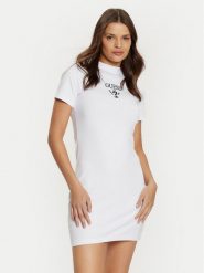 Guess Sukienka codzienna V4YK02 KCDH1 Biały Slim Fit. Białe sukienki Guess, na co dzień, xl, z aplikacjami, z bawełny, bez kołnierzyka, bez ramiączek, proste. Za 189.99 zł.