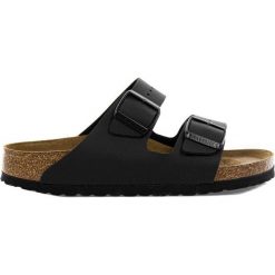 Birkenstock Arizona BS Klapki unisex. Czarne klapki Birkenstock, bez wzorów, ze skóry, casualowe, bez obcasa, bez zapięcia. Za 399.99 zł.