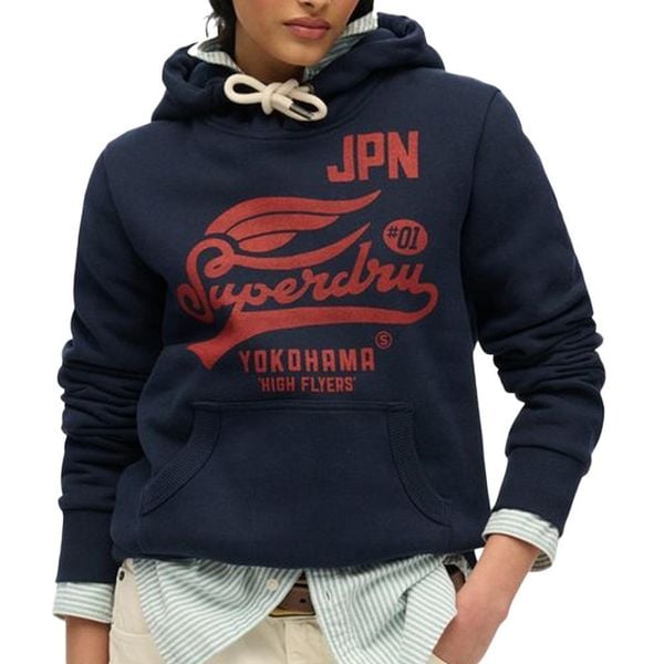 Bluza damska z kapturem Superdry High Flyers. Niebieskie bluzy Superdry, xl, bez wzorów, z bawełny, z kapturem. Za 350.20 zł.