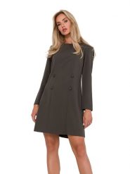 Made of emotion Sukienka w kolorze khaki rozmiar: L. Brązowe sukienki Made Of Emotion, na co dzień, l, bez wzorów, bez kołnierzyka, bez ramiączek, midi, proste. Za 224.52 zł.