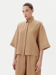 Max Mara Koszula Mirano 2516111028 Beżowy Relaxed Fit. Brązowe koszule Max Mara, bez wzorów, ze lnu, bez kołnierzyka, bez ramiączek. Za 1,049.00 zł.