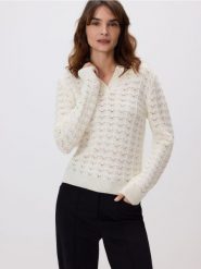Sweter z dodatkiem wełny - biały. Białe swetry Reserved, l, bez wzorów, z dzianiny, bez ramiączek. Za 159.99 zł.