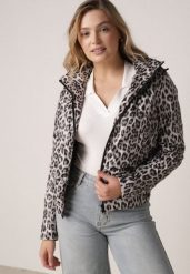 Panterkowa Kurtka Przejściowa w Panterkę z Odpinanym Kapturem Antolea. Kurtki Born2be, l, bez wzorów, z jeansu, klasyczne. Za 139.99 zł.