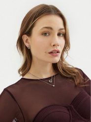 Guess Zestaw naszyjnik i kolczyki JUBS05 076JW Srebrny. Szare kolczyki Guess, metalowe. Za 369.99 zł.