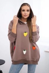 Bluza ocieplana z motywem truskawek mocca. Bluzy KESI, l, bez wzorów, z bawełny, bez ramiączek, bez kaptura. Za 313.67 zł.