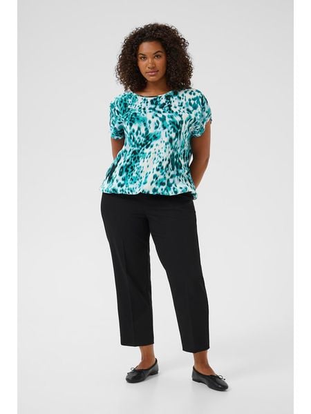 KAFFE curve Bluzka w kolorze turkusowo-białym rozmiar: 46. Białe bluzki KAFFE curve, bez wzorów, z wiskozy, bez kołnierzyka, bez ramiączek. Za 60.99 zł.